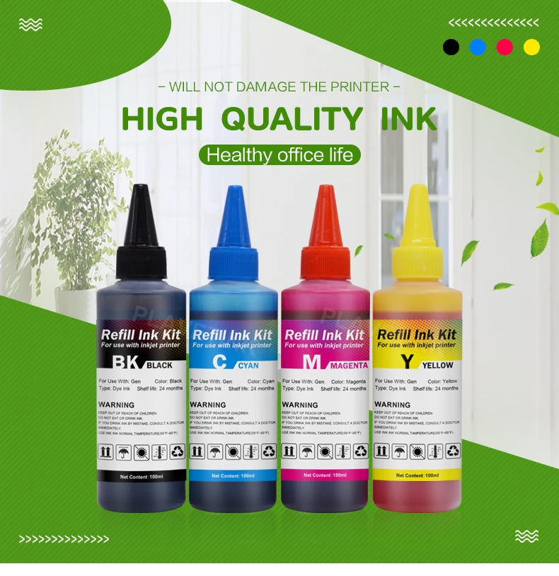 cartuchos recarregáveis de tinta de 100ml para