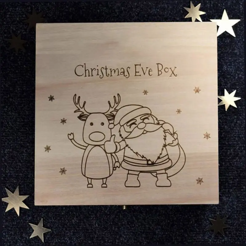 

Christmas Eve Box wooden engraving gift Xmas Childrens gift Christmas Wreath snowflake Home Decorations X4YD