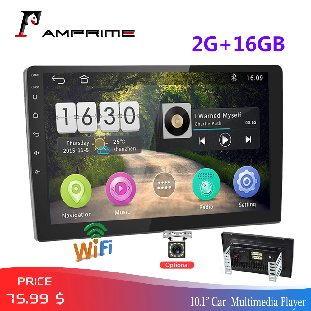 AMPrime Android автомобильное радио 10 1 &quot2 Din Автомобильный мультимедийный 2G + 16G Авто