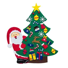 Toddler Felt Christmas Tree 32PCS Removable Felt Christmas Ornaments Set Santa Claus Pattern Felt Christmas Tree Home Door Wa