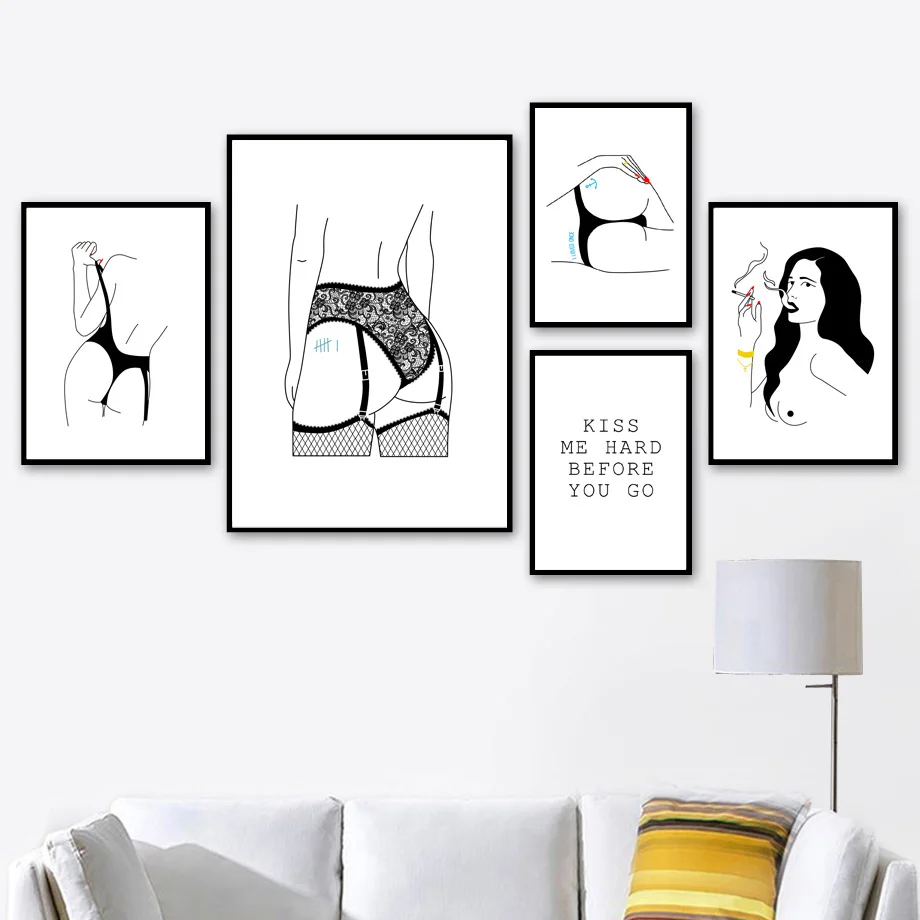 

Abstract Sexy Girl Lace Rose Wall Art Canvas Painting Nordic Posters And Prints Black White Wall Pictures For Living Room Decor
