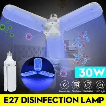 

30W UVC LED Bulb E27 UV LED Lamp Foldable Desinfection Light LED Corn Bulb Ultraviolet Light Bactericidal Sterilization Lamp