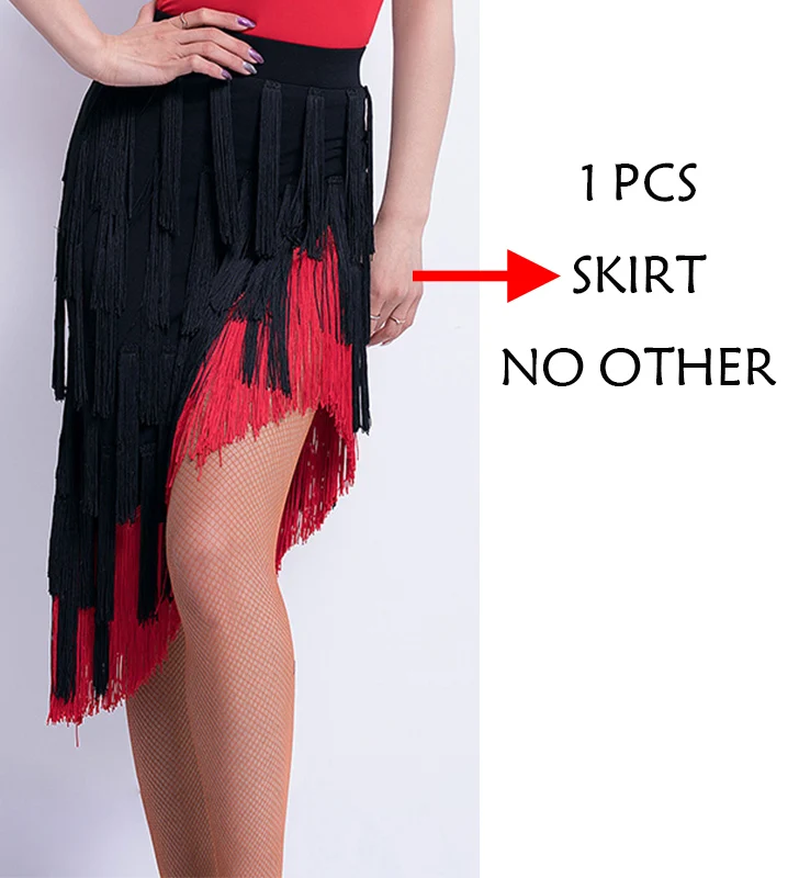 Красный Latin Dance Fringe Skirt Women Fashion Tango Salsa Cha Cha Performance Rave Outfit Samba Rumba Ballroom Practice Wear DF1610 - Цвет: Красный