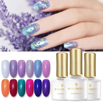 

BORN PRETTY Glittering Sequins Gel Nail Polish Soak Off Nail Art Gel Varnish Long Lasting UV Gel Base Top Coat Needed