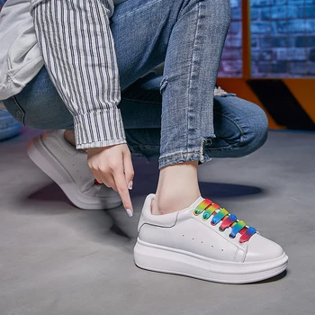 

. 2020 Summer New Fashion Lace-up Sneakers Women Breathble Vulcanized Shoes Woman Leather Women Casual Shoes Female Sneakers