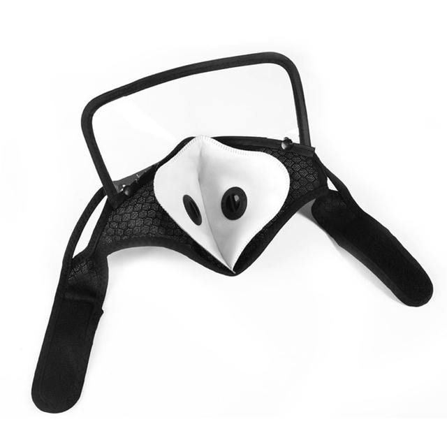 Cycling face mask with goggle filter, reusable with activated carbon filters