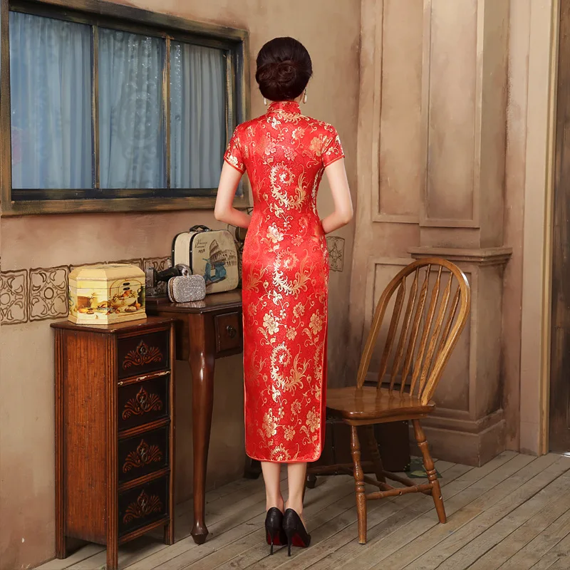 Сексуальное китайское платье с принтом Cheongsam для женщин высокие восточные платья