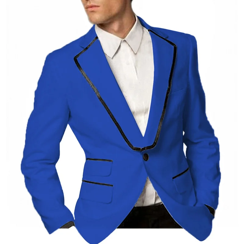 royal blue Для молодых мужчин стильные приталенные вечерние смокинги пиджак джентльмен Досуг Верхняя одежда летние пляжные свадебные нагрудные Блейзер пиджак размера плюс - Цвет: royal blue