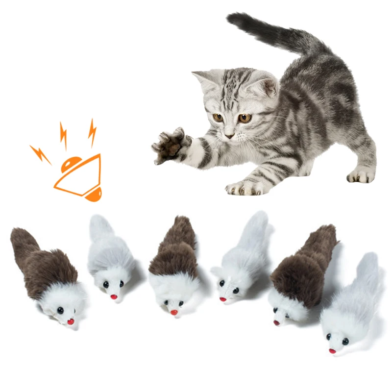 Игрушечная Мышка для кошки набор из 8 проданных 4 в коричневом и сером цвете