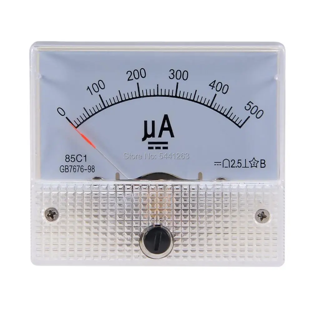85C1 Micro-ampe100uA 200uA 500uA Pointer DC Analog Current Panel Meter DC 50uA Ammeter for Circuit Testing Ampere Tester Gauge