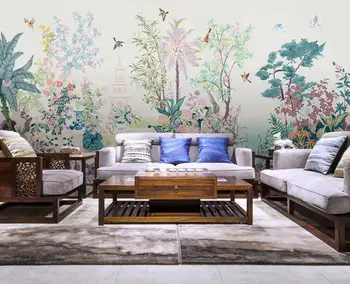

Tropical Flower Bird Wallpaper Nordic Rain Forest Wall Mural Art Wall Decor Makeup Backdrop Hand Painted Floral Wall Papers