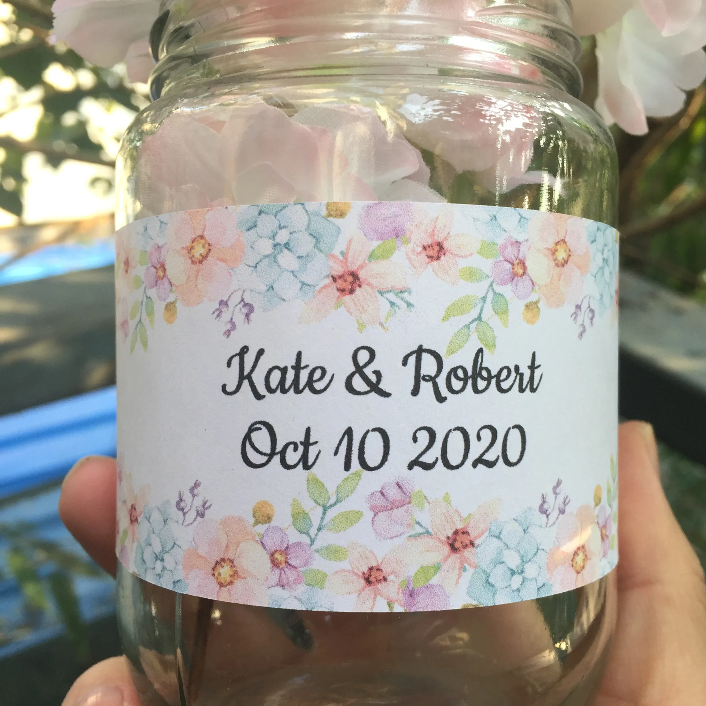 

24 Pieces Custom Name and Date Wedding Water Bottle Stickers Personalized Bottle Wraps (Bottle is not included)