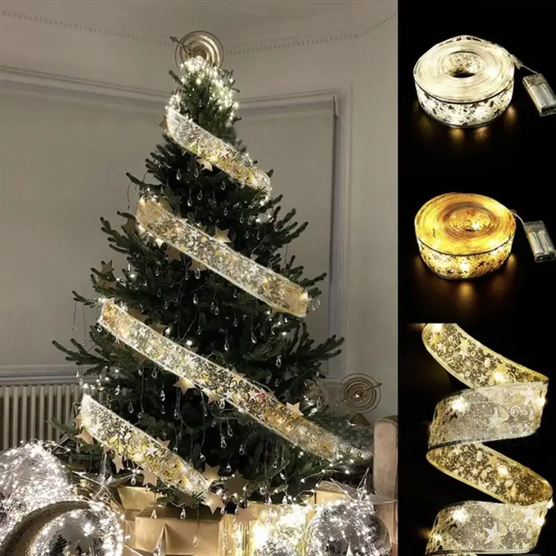 4/5m decoração de natal luzes led fita árvore de natal ornamentos diy laço  arcos luzes da corda navidad decorações casa ano novo - AliExpress