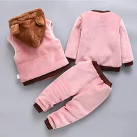 Ensemble de vêtements pour bébés garçons et filles, polaire Tricken, vêtements d'extérieur à capuche, hauts et pantalons, tenues 3 pièces, Costume chaud pour enfants en bas âge 3
