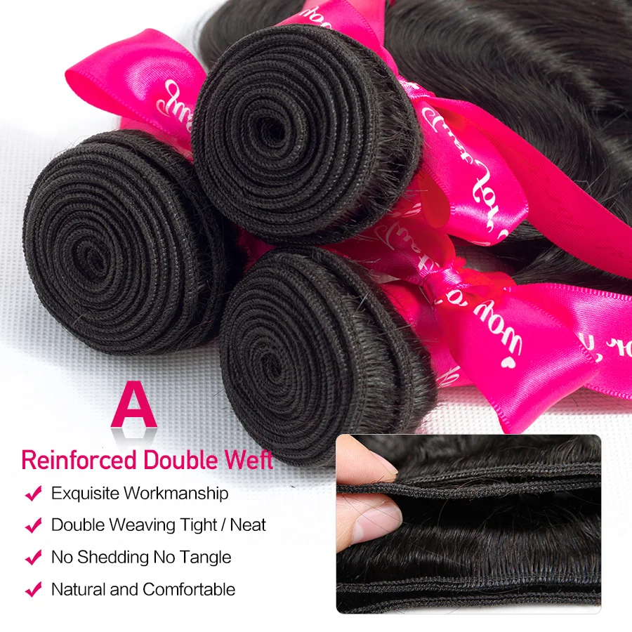 Beautiful Princess Brazilian Hair Weave Bundles Double Weft Body Wave Human Hair Bundles Natural Color Remy Hair 1/3/4 Pieces 4