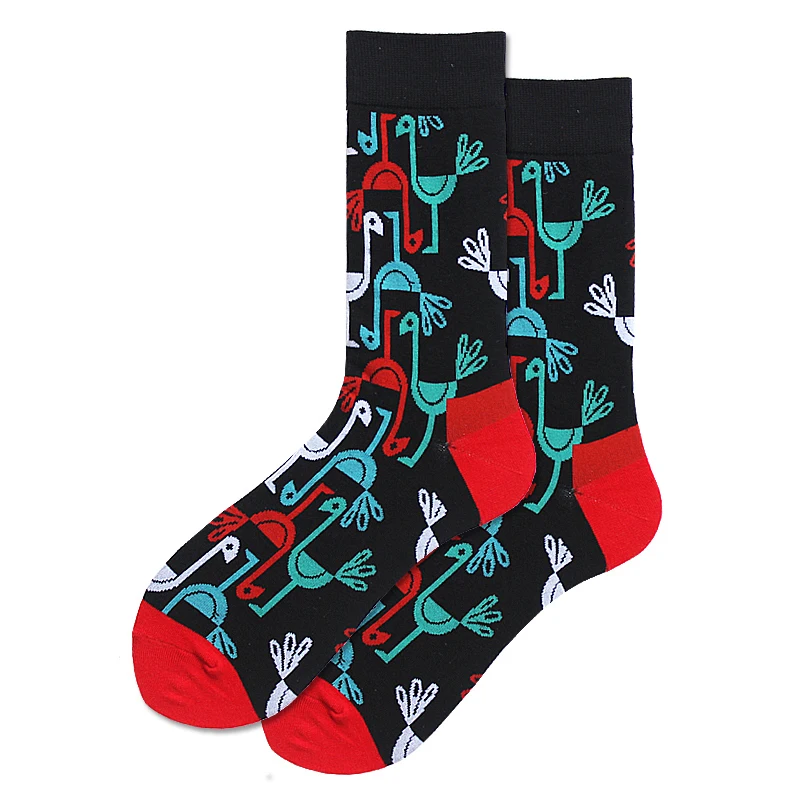 PEONFLY классические цветные носки с геометрическим принтом Мужские Винтажные клетчатые полосатые носки из чёсаного хлопка для бизнеса Harajuku Calcetines Hombre - Цвет: 15