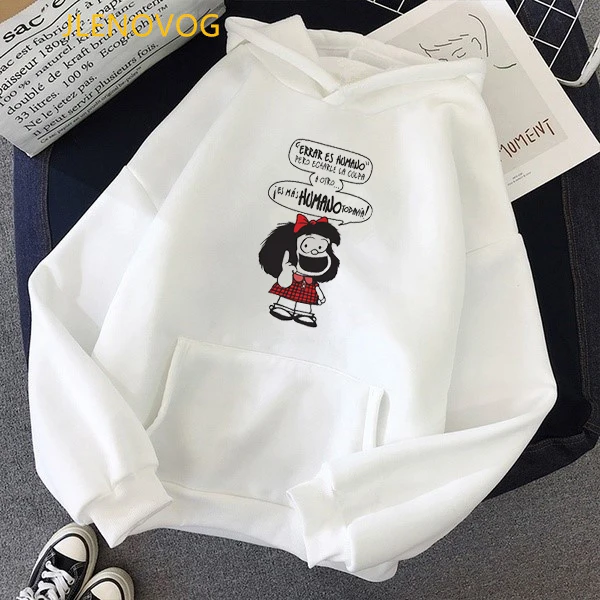 Toda Mafalda Print Hoodies Women Men Hooded Sweatshirts Harajuku Hip Hop Hoodies Sweatshirt Streetwear Tracksuit Winter Clothes