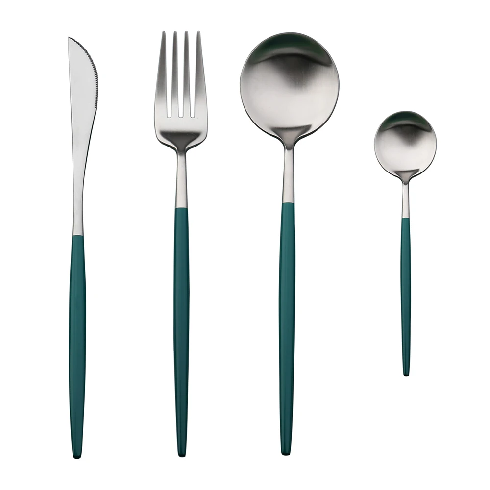 4pcs Горячая couverts de table столовые приборы из нержавеющей стали золотые столовые приборы вилка ложка нож giftbox набор servies - Color: 4pcs