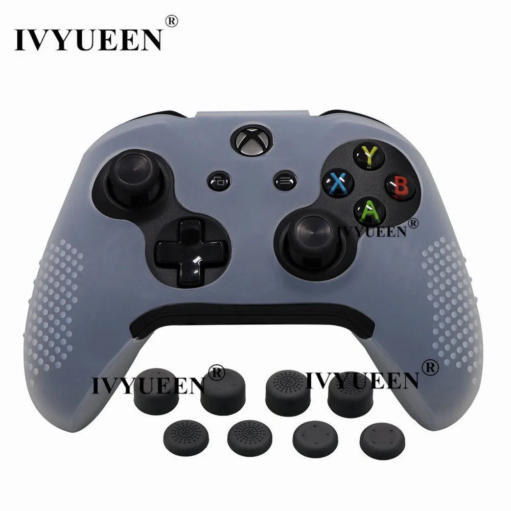 Бесцветный Силиконовый чехол IVYUEEN 9 в 1 для Xbox One X S с контроллером+ 8 аналоговых джойстиков для джойстика X Box One X Slim - Цвет: Бесцветный