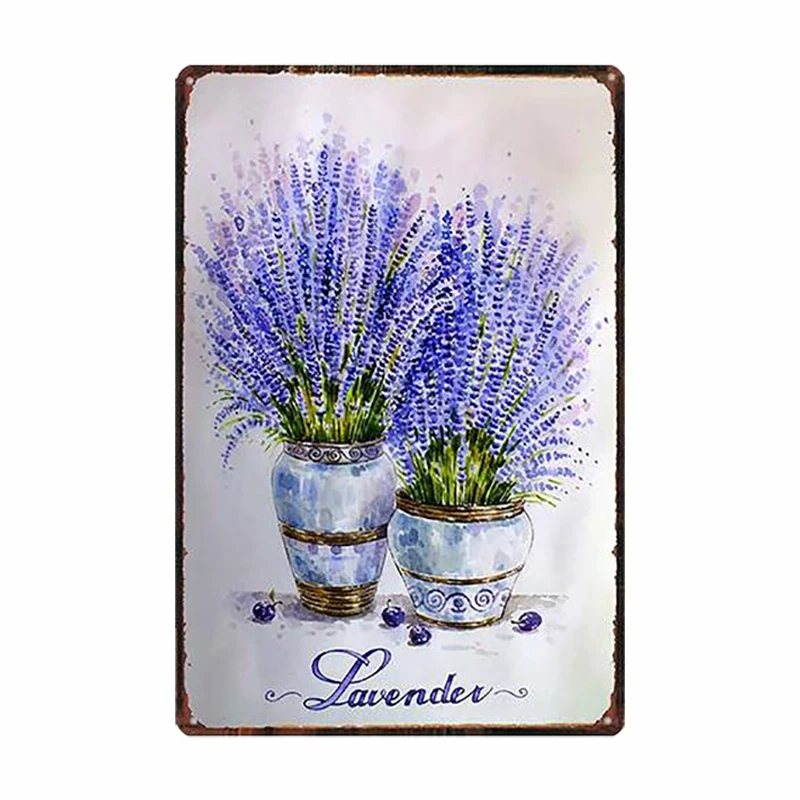 Targa Decorativa In Metallo Lavanda - 20x30 Cm, Stile Vintage Per Pareti - Foto 4