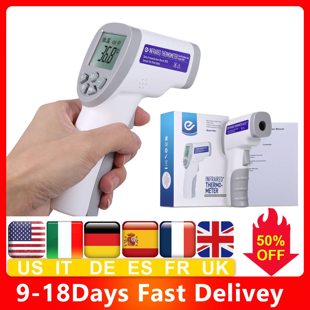 

US STOCK Non-contact IR Infrared Thermometer Forehead Digital Temperature Measurement LCD Display Fast Measure 24hr DELIVERY