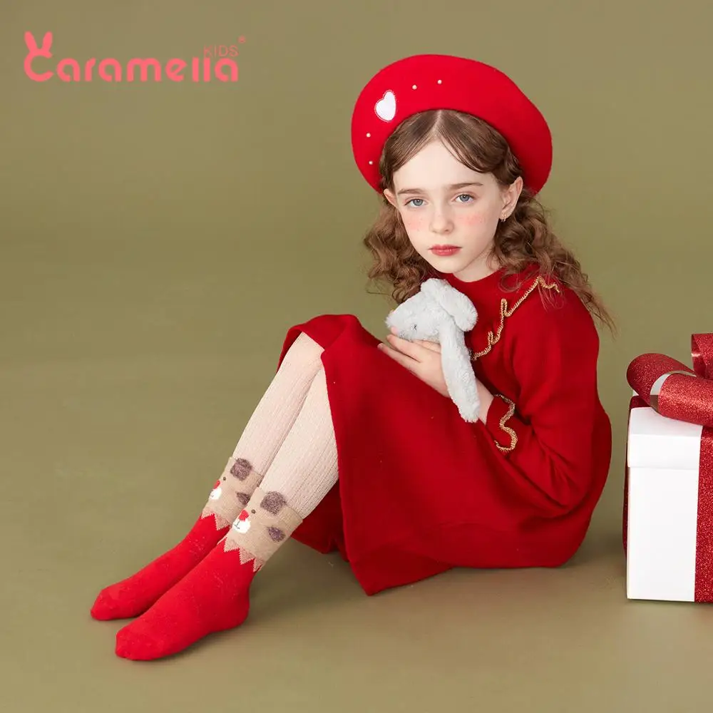 Caramella 4 пары счастливая детская зимняя пар Детские носки красного цвета в