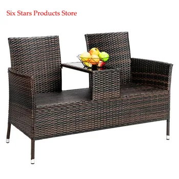 

Double Backrest Chairs Rattan Sofa Set Black Home and Garden Rattan Sofa Back Chair Combination Chairs