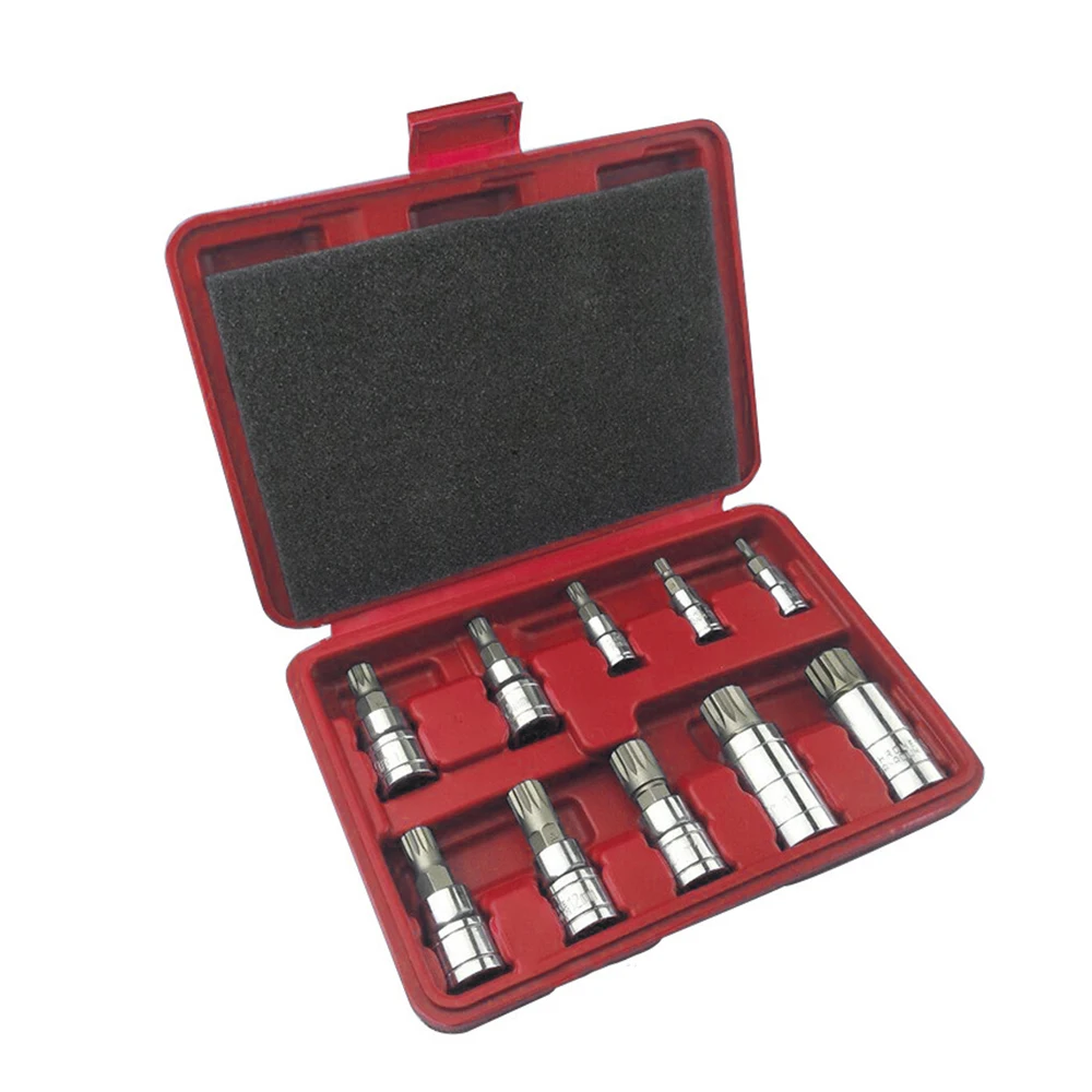 

10pcs/set of 12-corner heads in the middle hole 12-point batch Sleeve sleeve nozzle Nut set Pneumatic screwdriver bitfor t5B9