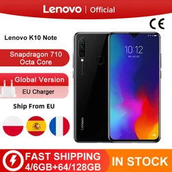 Глобальная версия Lenovo K10 Примечание (Z6 Lite) 64 Гб 128 Snapdragon 710 Octa Core тройной задней камеры 6,3 дюймов капли воды 4050 мА-ч
