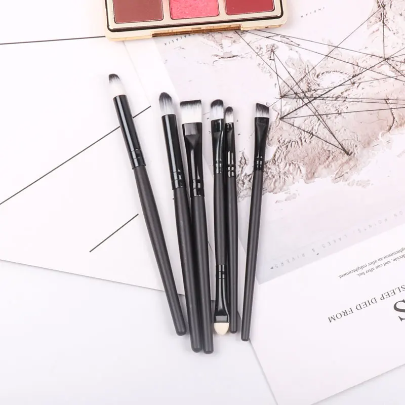 6pcs Black Black Dighealth 20 шт. кисти для макияжа Набор теней для век Пудра карандаш для глаз с ресницами, губами Макияж Кисти Косметический Красота ящик для инструментов, лидер продаж - Handle Color: 6pcs Black Black