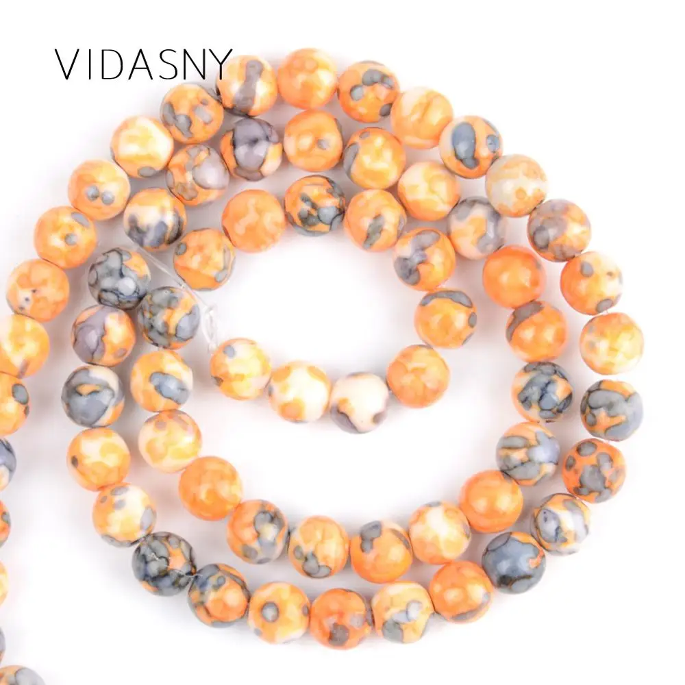 

Natural Orange Rain Flower Stone Round Loose Beads For Jewelry Making 4mm-12mm Spacer Beads Diy Bracelet Necklace 15'' Wholesale