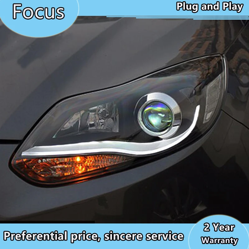 Автомобильный Стайлинг для 2012- Ford Focus светодиодный фары новые Focus3 DRL Объектив двойной луч H7 HID Xenon Биксеноновые линзы