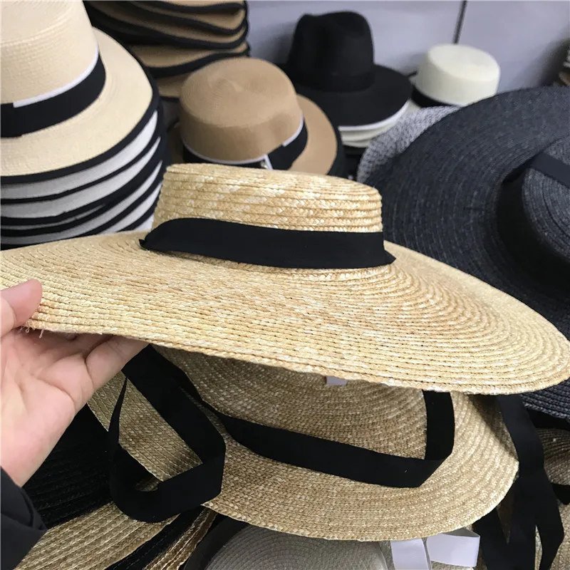 Шляпа-канотье с широкими полями 19 см, 15 см, 10 см, соломенная шляпа с полями, плоская женская летняя шляпа в стиле Кентукки, Дерби, белая черная шляпа с ленточным галстуком, пляжная кепка