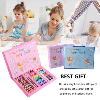 

208PCS Children's Watercolor Pen Set With Easel Foldable Watercolor Pen Set For Children Birthday New Year Gifts