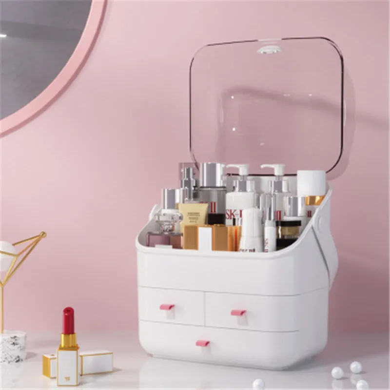 

Trill Celebrity Inspired Net Red Tool Cosmetic Storage Box Large Transparent Plastic Dustproof Drawer Skincare Organizing Box