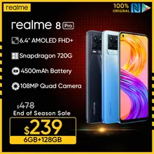 realme 8 Pro Russian version 108MP Camera Snapdragon 720G Smartphone 6.4'' Display AMOLED 50W Super Dart Charge 4500mAh Battery