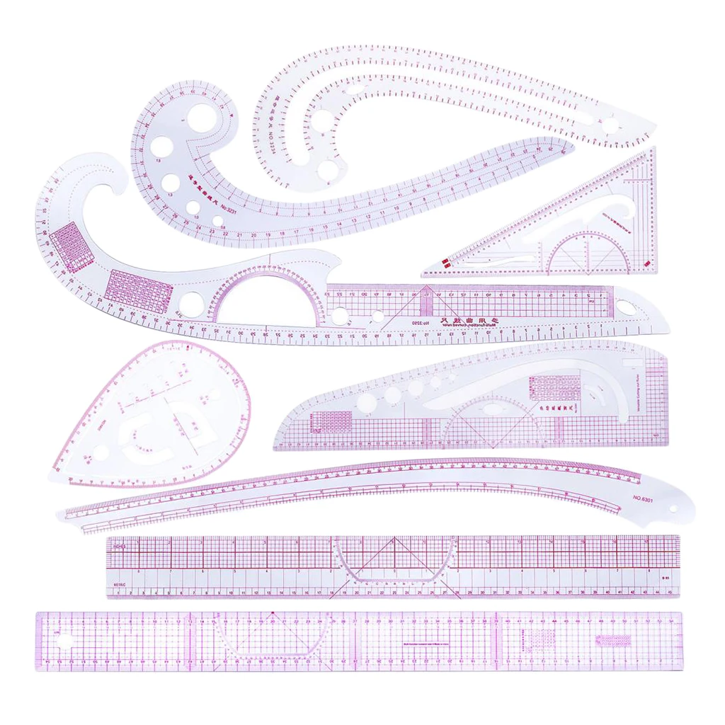 9pcs French Curve Straight Ruler Set For Tailor Dressmaking Clothing Design