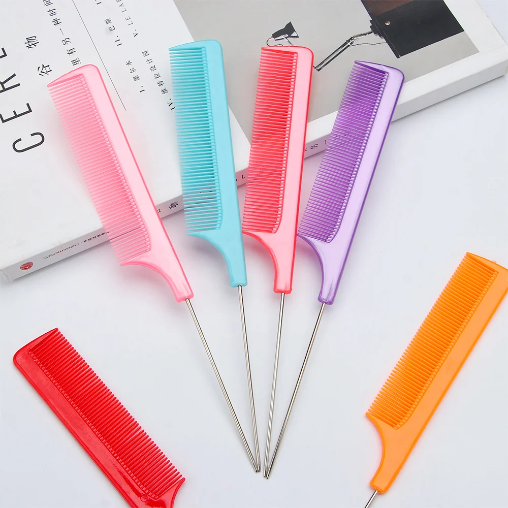 

Professional Salon Combs Fine-tooth Metal Pin Tail Anti-static Comb Hair Trimmer Brushes Hairdressing Styling Tool High Quality