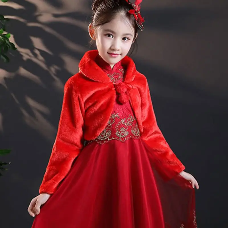 Wedding Shawl Kids Princess Plush Wrap For Flower Girls