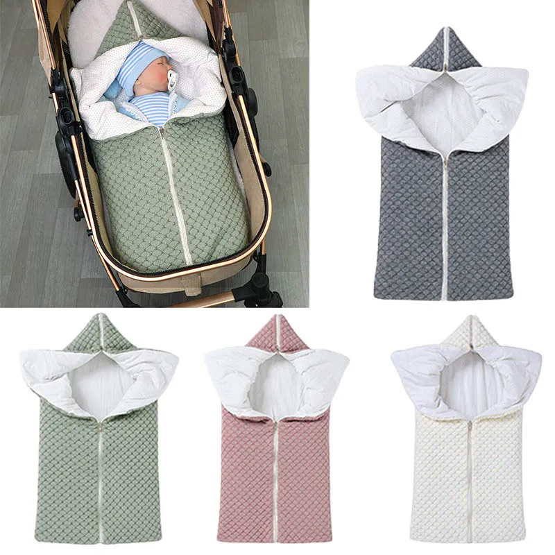 Warm Baby Blanket Newborn Swaddle Wrap Soft Infant Sleeping Bag Knitted Envelope For Stroller Accessories Receiving Blanket