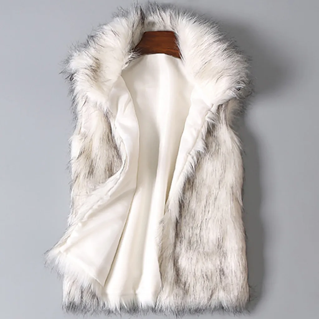 Стильная жилетка из искусственного меха, Женская Повседневная Уличная одежда, куртка-кардиган без рукавов, Зимние флисовые жилетки в полоску - Цвет: White