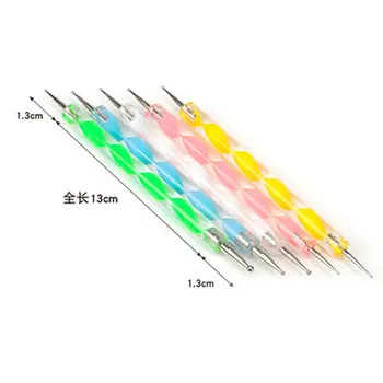 

5Pcs/set Nail tool supplies Double nail point drill pen 5 sets of spiral rod point flower pen painting pen