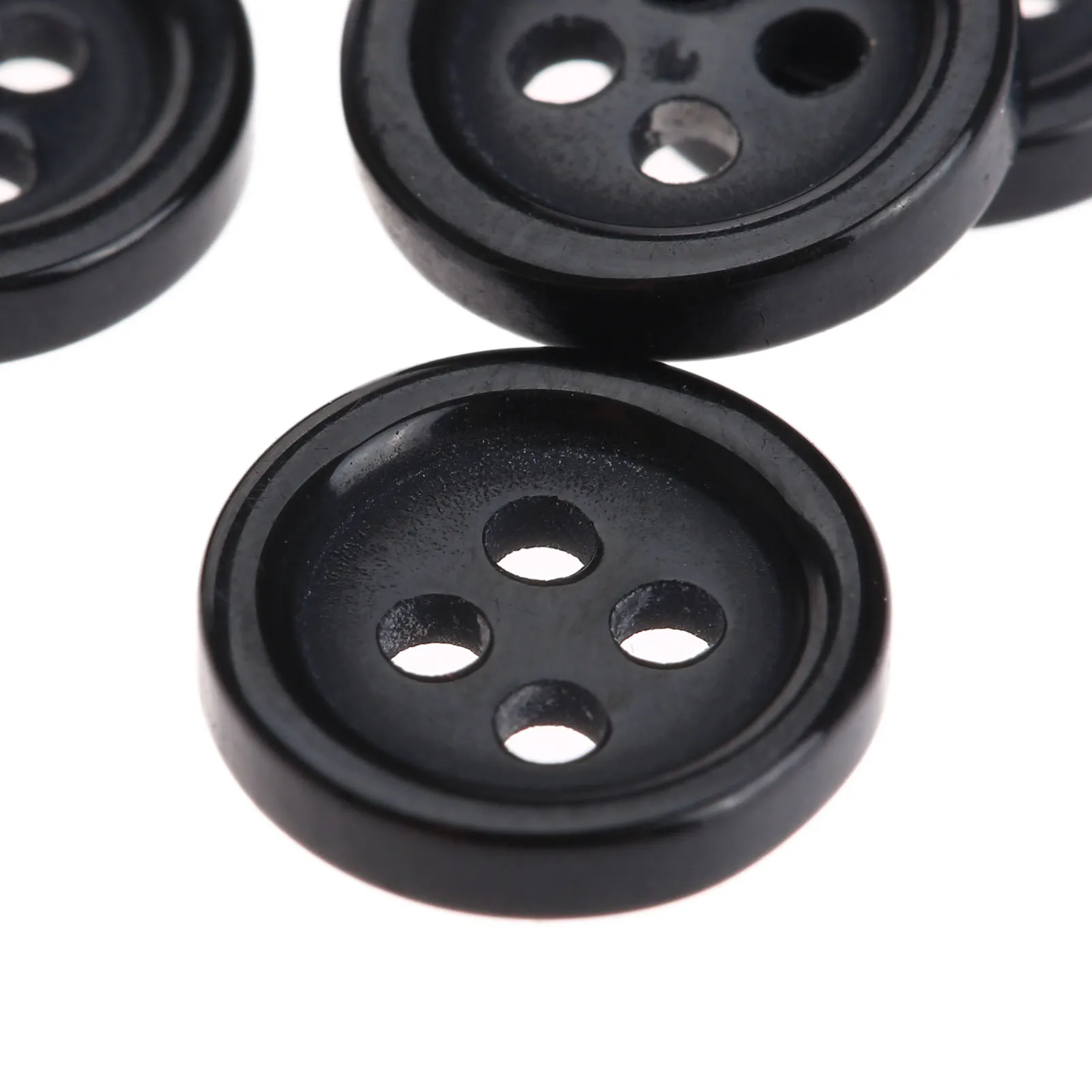 100pcs Black Sewing Buttons 4 Holes 10MM Round Resin Buttons Fit for Sewing Clothes Scrapbook CraftClothes Sewing Accessories