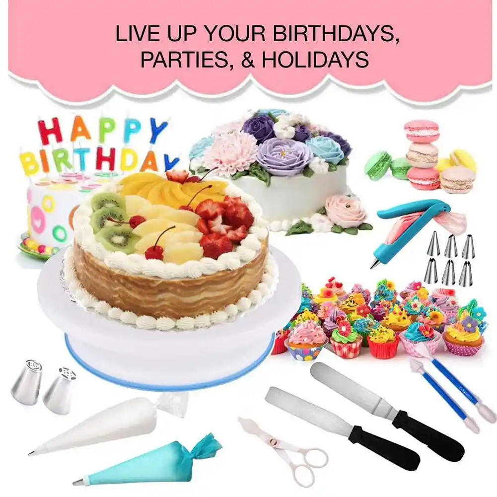 Queen of Cakes 10 Nozzles Piping Bag Cake Decorating Multi Shapes Icing Baking