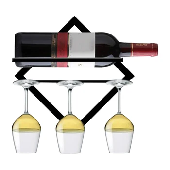 

Kitchen Bottle Glass Holder Home Decor Bar Hanging Space Saving Cork Storage Wine Rack Wall Mounted Stemware Easy Install Iron