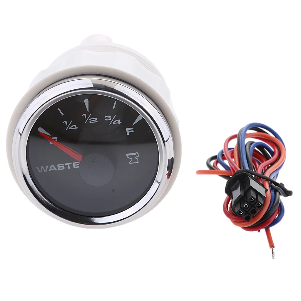 9-32V 52mm Black Dial Boat Marine Electric Sewage Water Level Gauge with Colorful Backlights