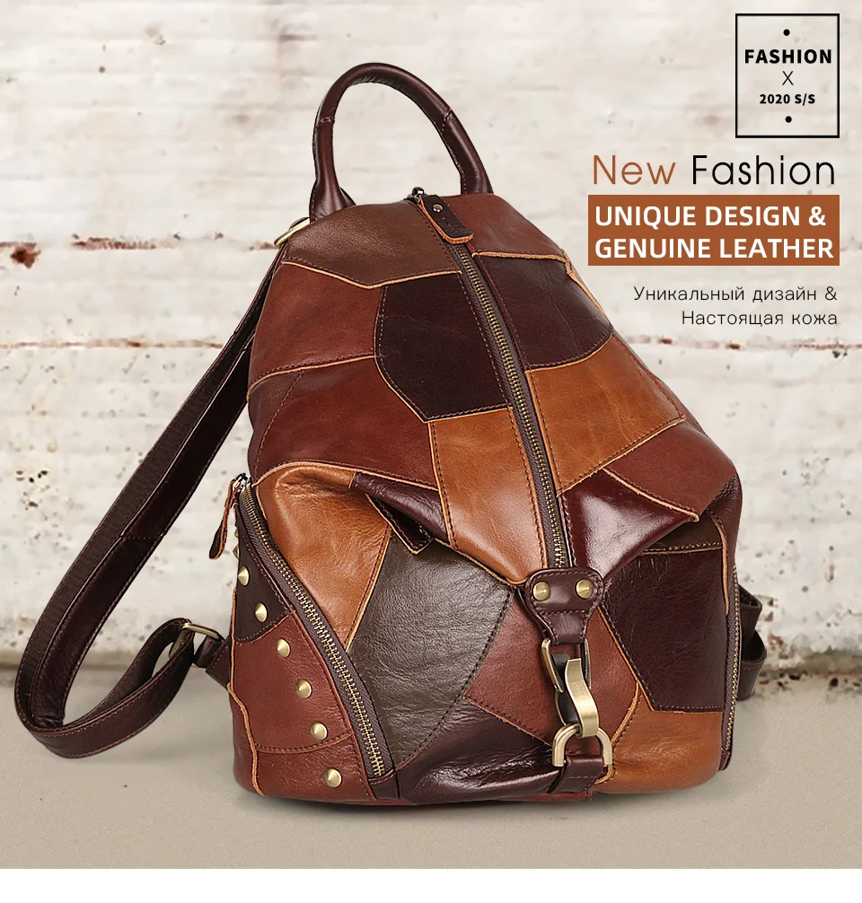 classy backpack 2021 New Vintage Women Backpack Cow Genuine Leather Large Capacity Soft School Bags For Ladies School/Travel Bags For Teenagers Stylish Backpacks discount