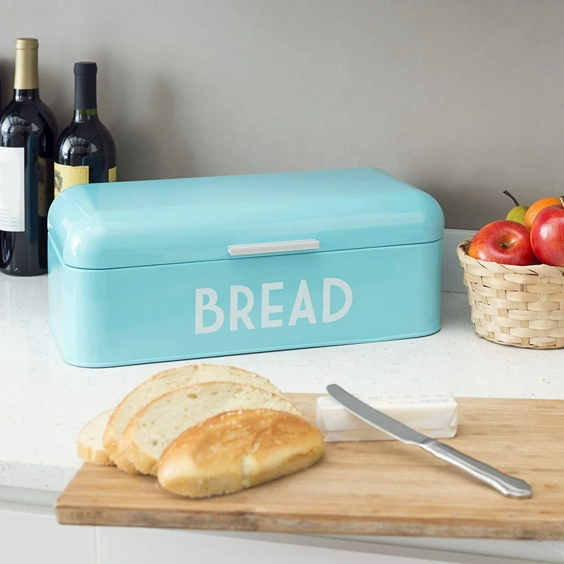 Ретро Хлебница для кухонной стойки, хлебница контейнер для хранения хлеба, выпечки и многого другого, Винтажный дизайн, бирюза