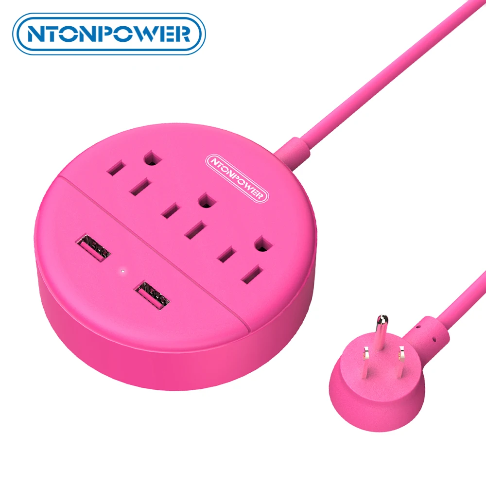 

NTONPOWER Travel Universal Power Strip Pink US Plug Adapter Lightweight Usb Socket For Office Cruise Ships Business Trip Hotels