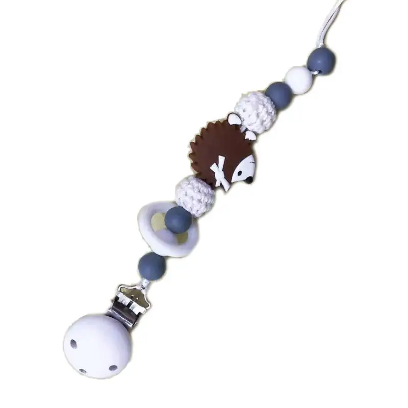 Lovely Hedgehog Shape Newborn Silicone Pacifier Chain Safety Teething Toy P31B